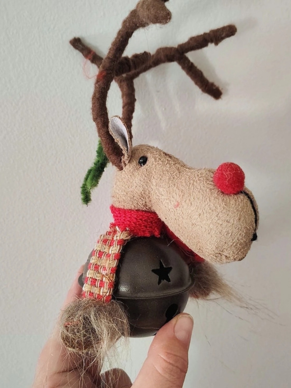 Reindeer Holiday Ornament in Brown & Red